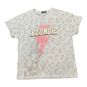 Zutter Blondie Graphic T-Shirt Leopard Print Pink Lightning Bolt Rock Band Tee